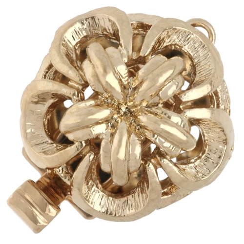 Fermoir fleur en relief à clipser 14 mm - Doré x1