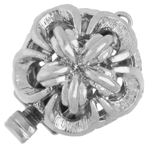 Fermoir fleur en relief à clipser 14 mm - White bronze x1