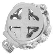 Fermoir fleur en relief à clipser 14 mm - White bronze x1