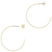 Cadeau - Créoles fines à décorer 40 mm - Acier inoxydable Doré x2