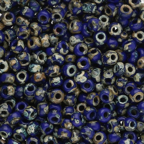 Rocaille Miyuki 8/0 4518 - Opaque Cobalt Picasso x8g
