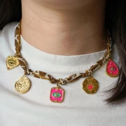 Ruban de soie 25 mm - Motif vache x85cm