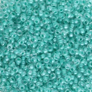 Preciosa perles rocailles 11/0 2 mm - Crystal Lined Green Sfinx x20g