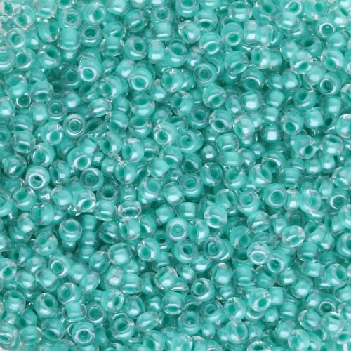 Preciosa perles rocailles 11/0 2 mm - Crystal Lined Green Sfinx x20g