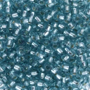 Preciosa rocailles 8/0 3 mm - Solgel - Blue Green 2 Dyed Crystal Silver Lined x20g