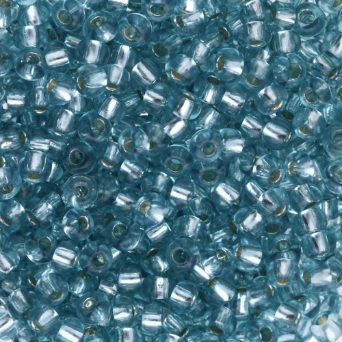 Preciosa rocailles 8/0 3 mm - Solgel - Blue Green 2 Dyed Crystal Silver Lined x20g