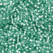 Perles rocailles Preciosa 11/0 2 mm - Solgel - Green 2 Dyed Crystal Silver Lined x20g