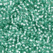 Perles rocailles Preciosa 11/0 2 mm - Solgel - Green 2 Dyed Crystal Silver Lined x20g