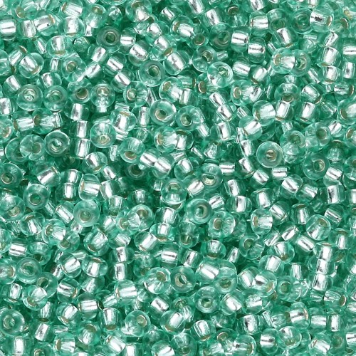 Perles rocailles Preciosa 11/0 2 mm - Solgel - Green 2 Dyed Crystal Silver Lined x20g