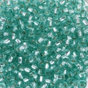 Preciosa rocailles 8/0 3 mm - Solgel - Green 2 Dyed Crystal Silver Lined x20g