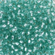 Preciosa rocailles 8/0 3 mm - Solgel - Green 2 Dyed Crystal Silver Lined x20g