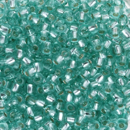 Preciosa rocailles 8/0 3 mm - Solgel - Green 2 Dyed Crystal Silver Lined x20g