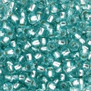 Preciosa rocailles 8/0 3 mm - Solgel - Blue Green Dyed Crystal Silver Lined x20g