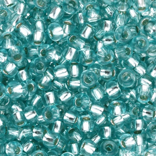 Preciosa rocailles 8/0 3 mm - Solgel - Blue Green Dyed Crystal Silver Lined x20g