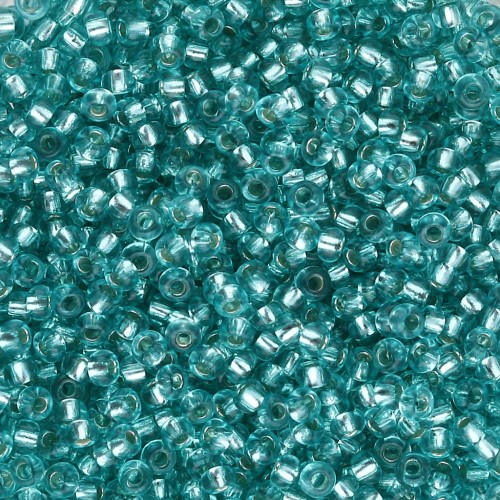 Perles rocailles Preciosa 11/0 2 mm - Solgel - Green 3 Dyed Crystal Silver Lined x20g