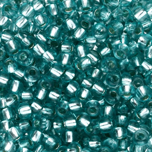 Preciosa rocailles 8/0 3 mm - Solgel - Green 3 Dyed Crystal Silver Lined x20g