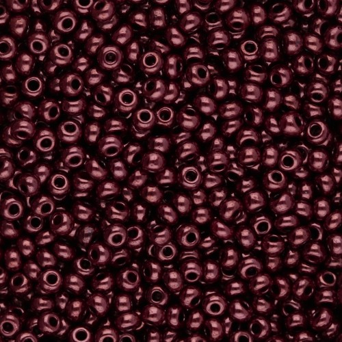 Preciosa perles rocailles 11/0 2 mm - Opaque Red Coral Lila Luster 20g