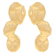 Boucles d'oreilles pétales martelées 40x16 mm - Acier inoxydable 304L Doré x2