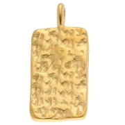 Pendentif rectangle 28x13mm symboles en strass - Acier inox 304 Doré - Multicolore