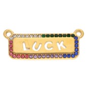 Pendentif rectangle 2 anneaux 11x29 mm - Luck - Acier inox 304 Doré - Multicolore|raw }}