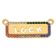 Pendentif rectangle 2 anneaux 11x29 mm - Luck - Acier inox 304 Doré - Multicolore