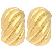 Boucles d'oreilles rectangles effet vagues 32x20mm - Acier inoxydable 304L Doré x2|raw }}