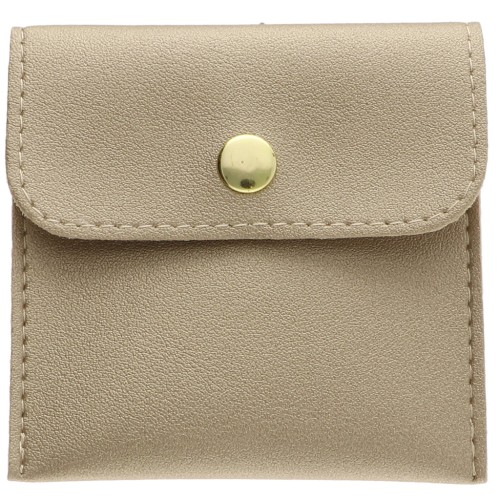 Pochette en similicuir avec bouton pression pour bijoux 80x80 mm - Doré x1