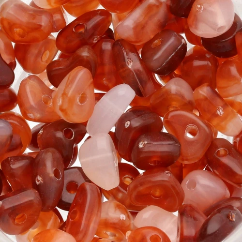 Perles chips irrégulières 7 - 9 mm en acrylique transparent - Marbré Brique x10gr