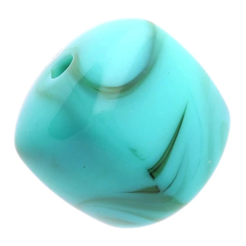 Perles cubes irréguliers 16x17 mm - Acrylique opaque Marbré turquoise marron x10