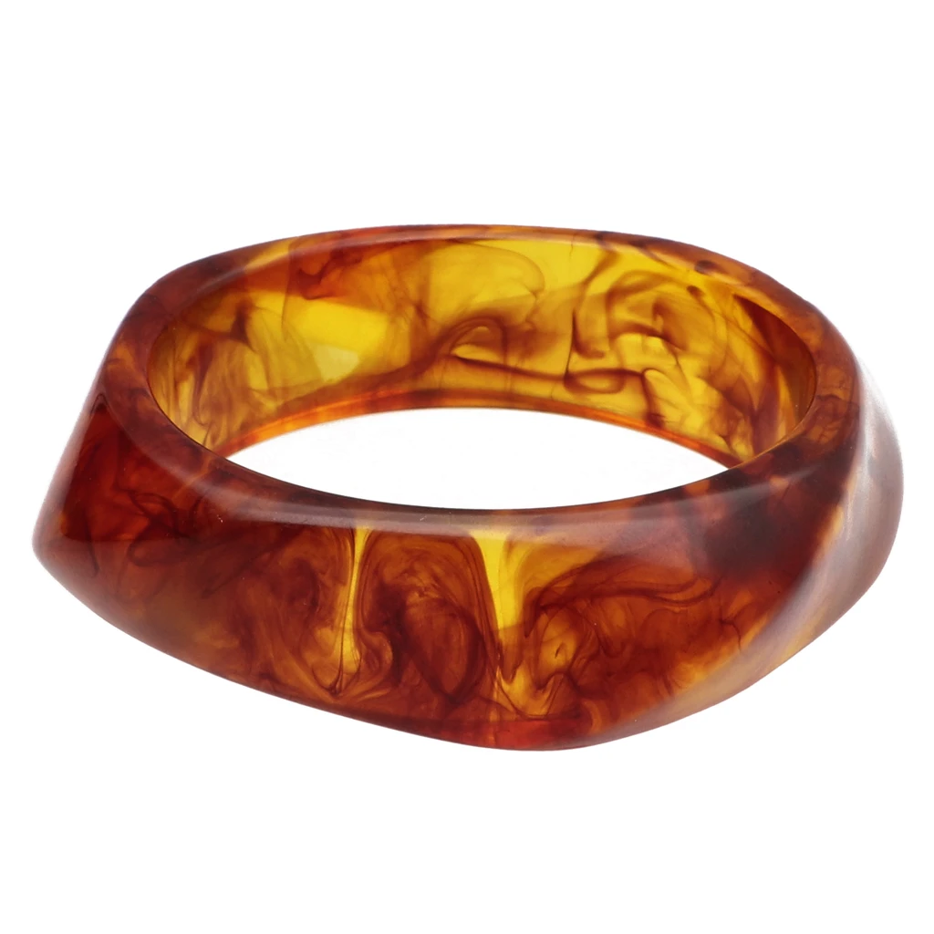 Bracelet Jonc Lucite Flammée Résine Bicolore Fille - Largeur 2,8 Cm