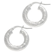 Créoles rondes martelées 18 mm - Fil 4 mm - Argent 925 x2|raw }}