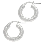 Créoles rondes martelées 18 mm - Fil 4 mm - Argent 925 x2