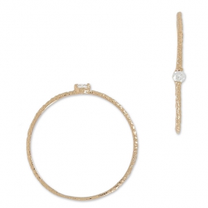 Bague texturée avec Oxyde de Zirconium - T56 Crystal - doré rose x1