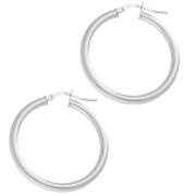 Créoles rondes 30 mm - Fil 3 mm - Argent 925 x2|raw }}