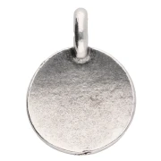 Breloque ronde 12 mm - motif oeil - Placage Argent fin vieilli x1