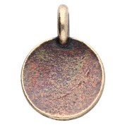 Breloque ronde 12 mm - motif fleur de lotus - Bronze x1