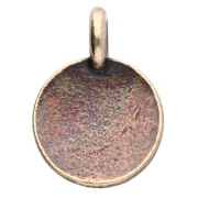 Breloque ronde 12 mm - motif fleur de lotus - Bronze x1