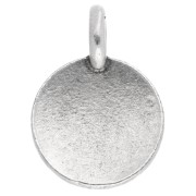 Breloque ronde 12 mm - motif fleur de lotus - Placage Argent fin vieilli x1