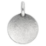 Breloque ronde 12 mm - motif fleur de lotus - Placage Argent fin vieilli x1