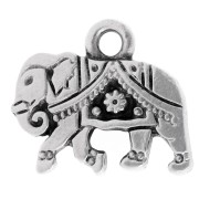 Breloque éléphant 12x14 mm - Placage Argent fin vieilli x1