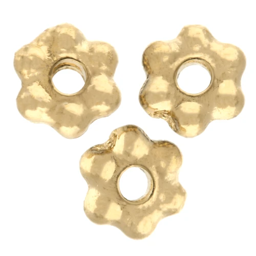 Perles rondelles fleurs 3 mm - Doré à l'or fin x20