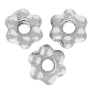 Perles rondelles fleurs 3 mm - Placage Argent fin x20