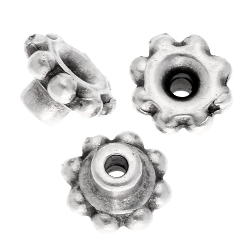 Perles rondelles fleurs de précision 5mm Beads aligner - Placage Arg fin vieil x5