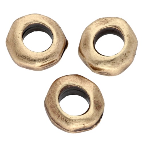 Perles rondelles irrégulières 5 mm - gros trou - Bronze x5