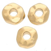 Perles rondelles irrégulières 6.5 mm - gros trou - Doré à l'or fin x5|raw }}