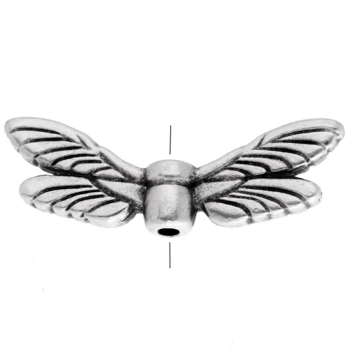 Perle ailes de libellule 7x20 mm - Placage Argent fin vieilli x1