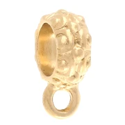 Poussoir texturé attache breloque pour cordon 6 mm - Doré à l'or fin x1