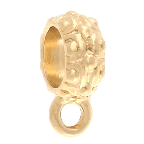 Poussoir texturé attache breloque pour cordon 6 mm - Doré à l'or fin x1