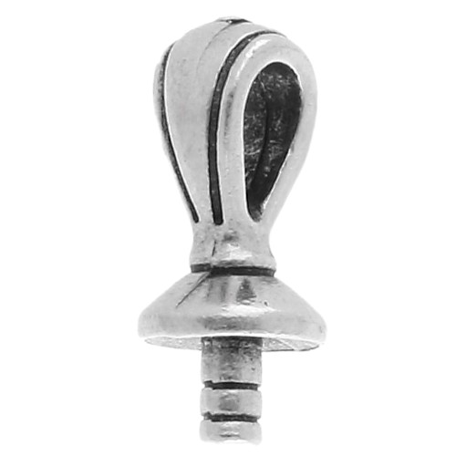 Attache pendentif 17x7 mm pour perle semi percée - Placage Argent fin vieilli x1