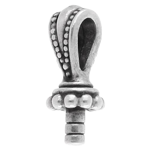 Attache pendentif 17x7 mm pour perle semi percée - Placage Argent fin vieilli x1